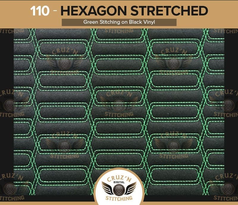 110 Digital Inserts Hexagon Stretched Double Stitched Green Black Vinyl