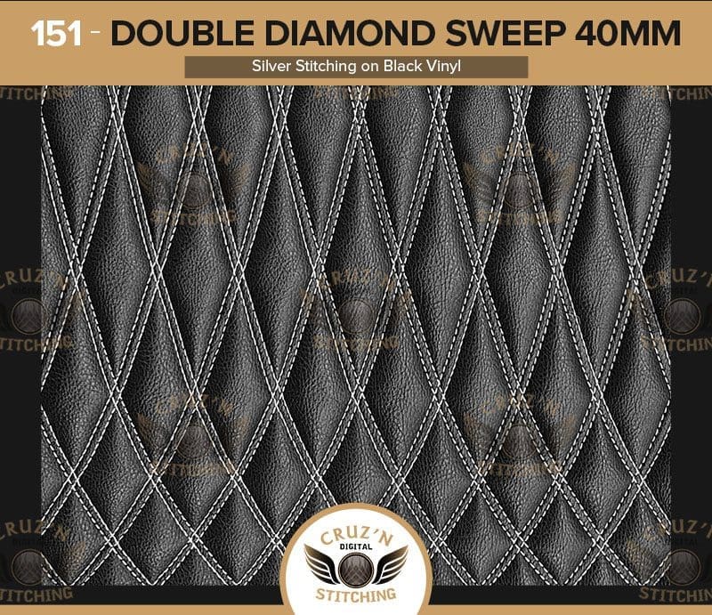 151 Cruzn Digital Inserts Double Diamond Sweep Small Silver on black 40mm
