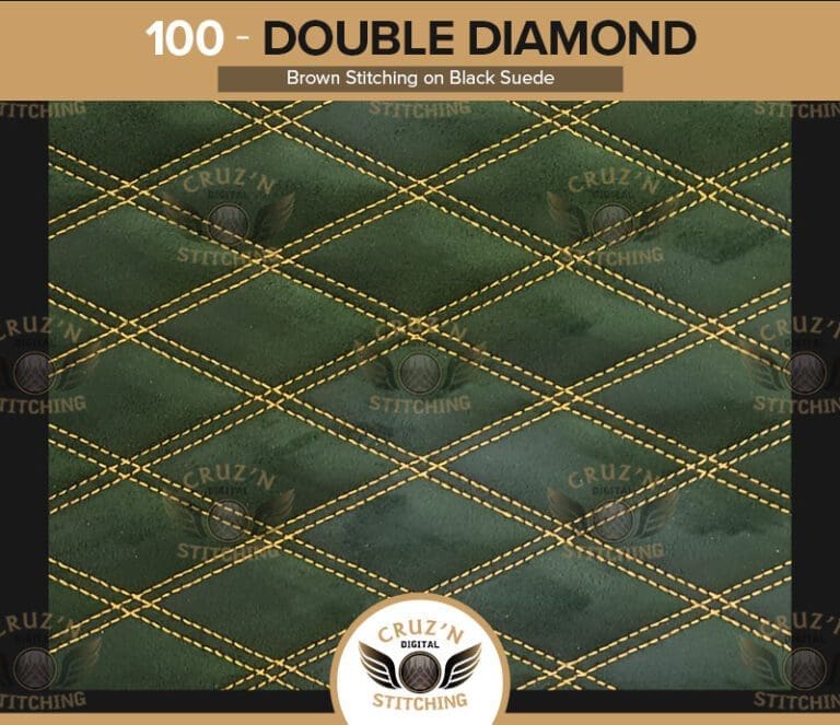 100 Cruzn Digital Stitching Double Diamond Brown Stitching Black Suede