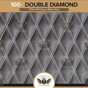 100 Digital Stitching Double Diamond White Stitching on Black Vinyl