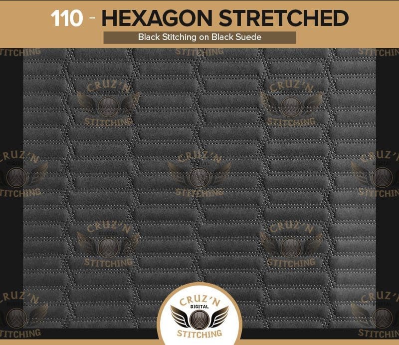 110 Digital Inserts Hexagon Stretched Double Stitched Black Vinyl