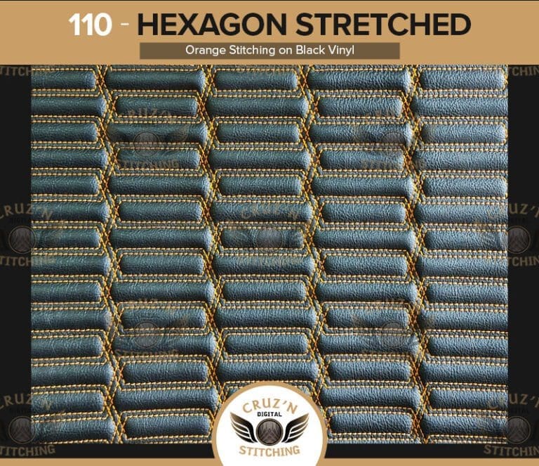 110 Digital Inserts Hexagon Stretched Double Stitched Gold Black Vinyl